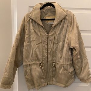 BEIGE AND GOLD QUILTED BOMBER JACKET BY EAST WEST